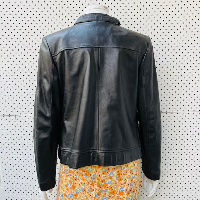 the fan / black leather jacket / s (3893654550255453476)
