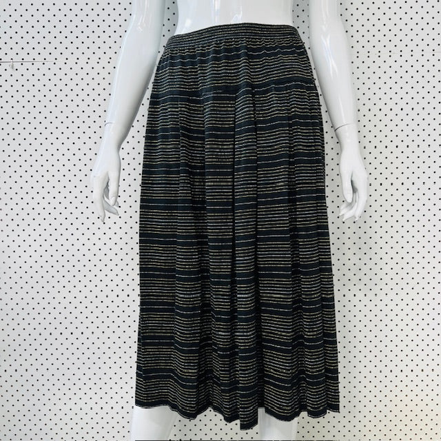 1980s vintage / black + lurex dropped waist skirt / m (3893694688185793556)