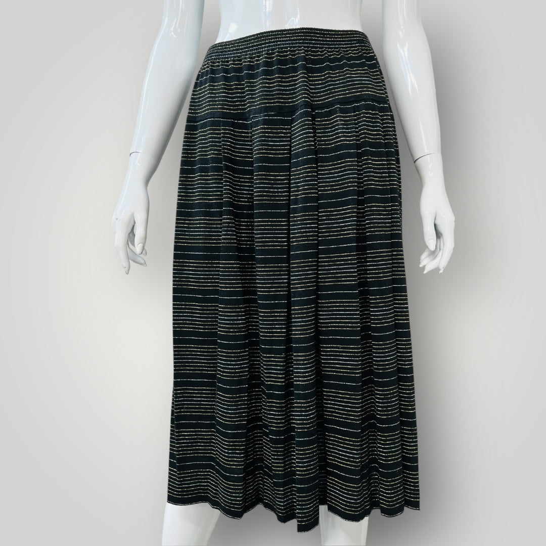 1980s vintage / black + lurex dropped waist skirt / m (3893695248902432552)