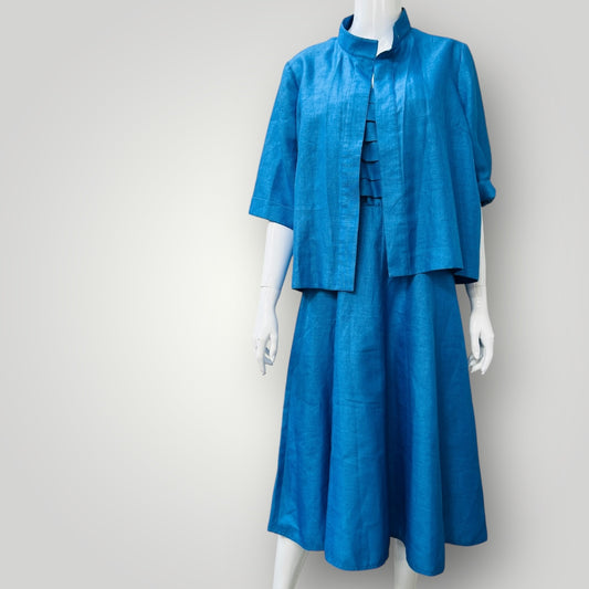 1960s nz vintage / SOUTHWELL / electric blue sundress and jacket / s/m (3893695275249370905)
