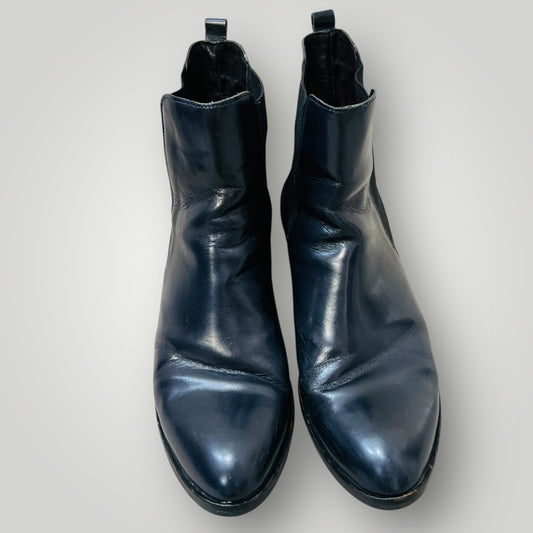 PROGETTO/ blue leather chelsea boots / 39 (3894108714742739205)