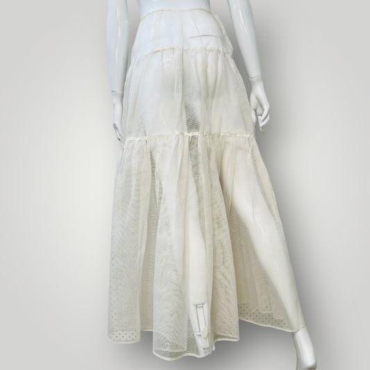 1960s nz vintage / TULLE / full underskirt in white / s (3894272268583862464)