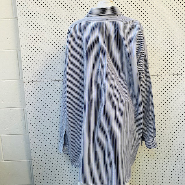 vintage / BROOKS BROTHERS / blue striped cotton shirt / L/XL (3894342003551268623)