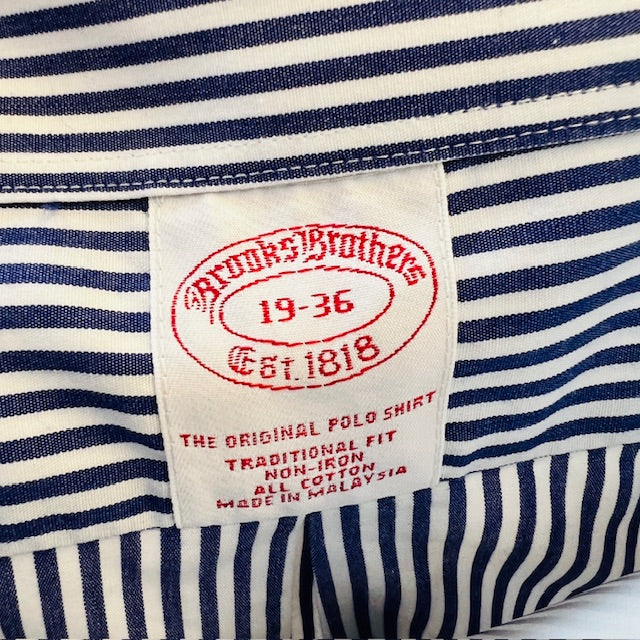 vintage / BROOKS BROTHERS / blue striped cotton shirt / L/XL (3894342005860296835)