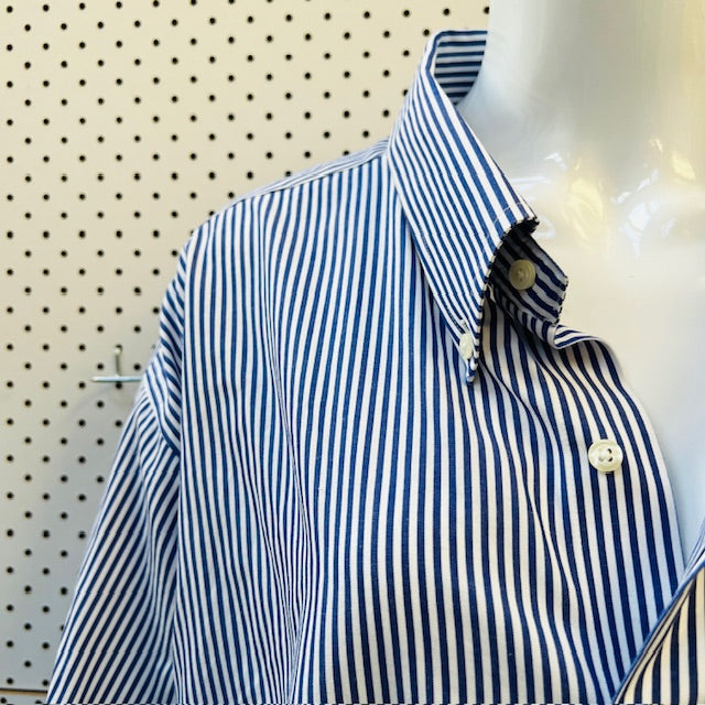 vintage / BROOKS BROTHERS / blue striped cotton shirt / L/XL (3894342007538528114)