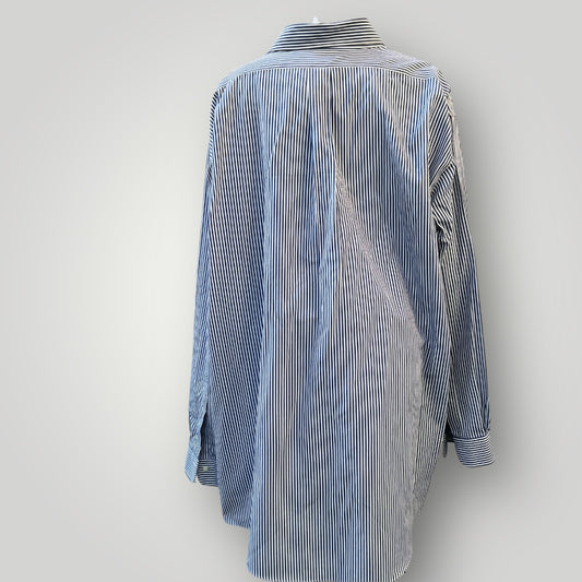 vintage / BROOKS BROTHERS / blue striped cotton shirt / L/XL (3894342255571143388)