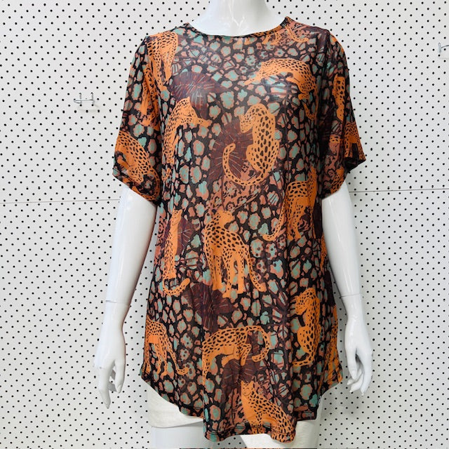 mesh / top with tigers / M/L (3894552661266261296)