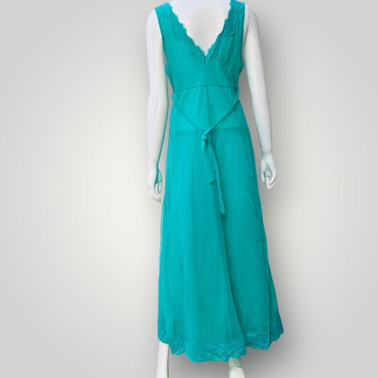 1960s nz vintage lingerie / ROBERTA tulle nightgown in bright green / w (3894553035431067825)