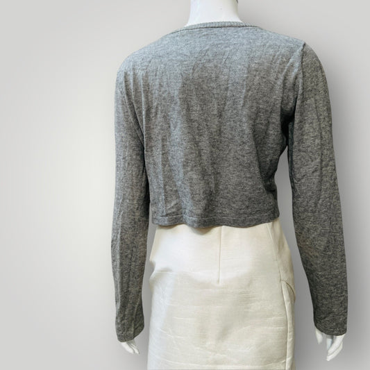ASHLEY FOGEL / grey cotton cashmere cardigan / 2000s nz vintage / s/m (3894553074516535399)