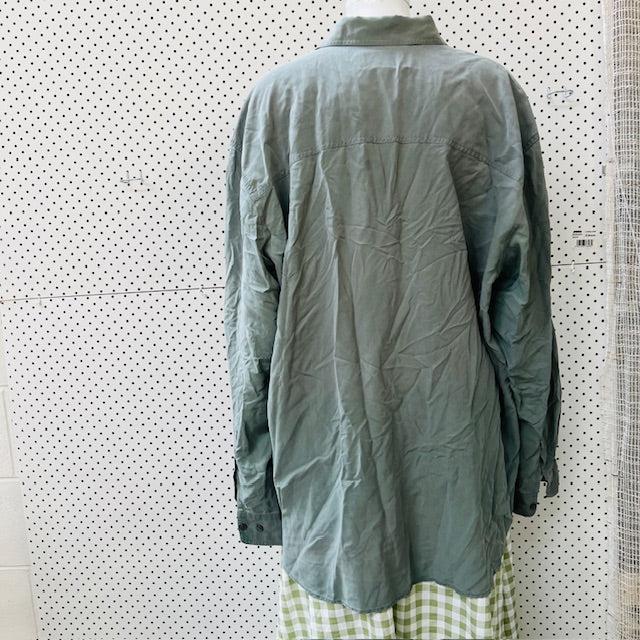 1990s vintage / WHITBY / sandwashed silk shirt in green / XL (3894815079906727510)