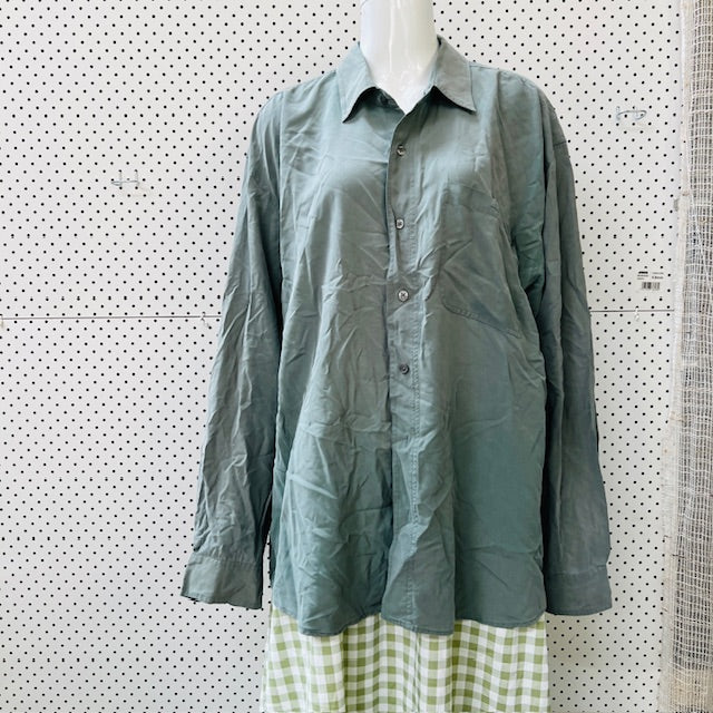 1990s vintage / WHITBY / sandwashed silk shirt in green / XL (3894815084826815874)