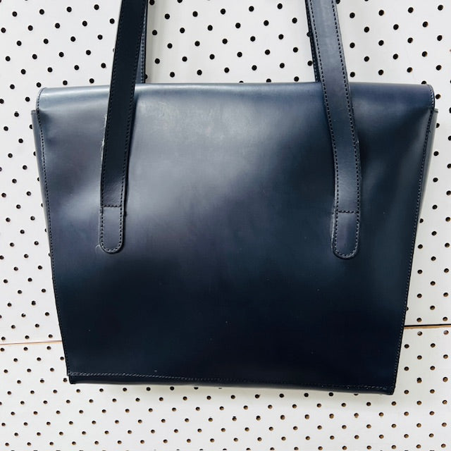 vintage / blue leather handbag / new with tags / $399rrp (3895478135395636771)
