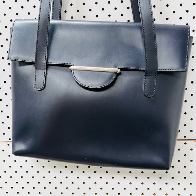 vintage / blue leather handbag / new with tags / $399rrp (3895478143924304454)