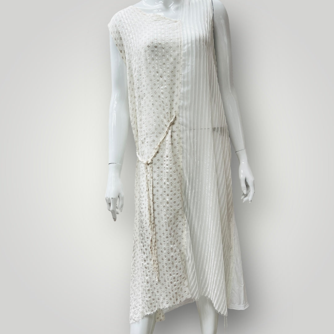 NOM*D / white silk mixed dress / s (3895478308247425284)