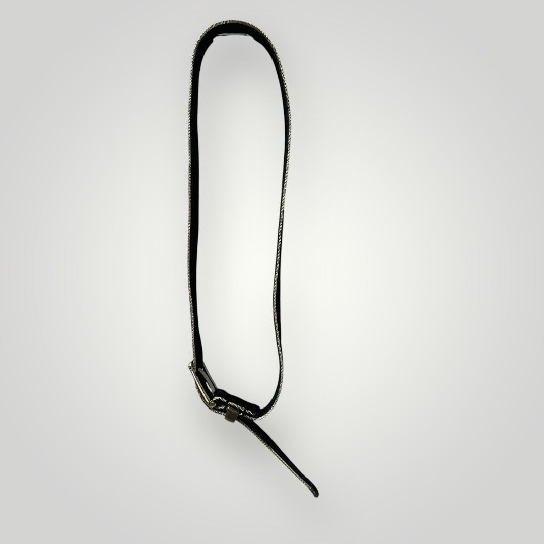 NINE WEST / leather belt with chain metal edging / XL (3895478327950021738)