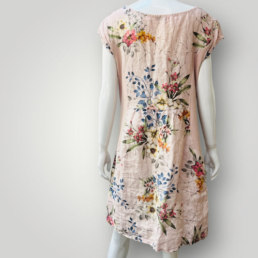 WEDNESDAY LULU / floral linen dress / made in italy / s (3895559531067804460)