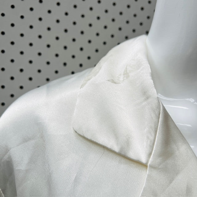 1990s vintage sleepwear / satin shirt with lace trim / m (3895653224947879620)