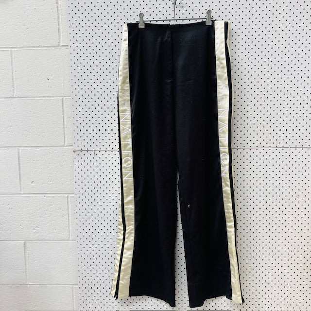 PE NATION / track pants with contrast satin strip and knee high zips / L (3895915151188773696)