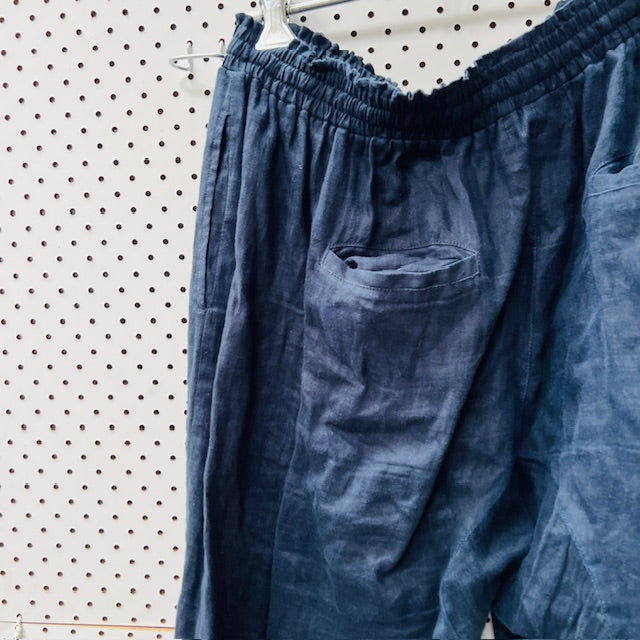 EB + IVE / navy linen balloon leg pants / L (3895915194907332501)