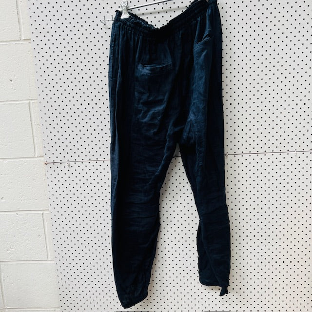 EB + IVE / navy linen balloon leg pants / L (3895915196880886654)