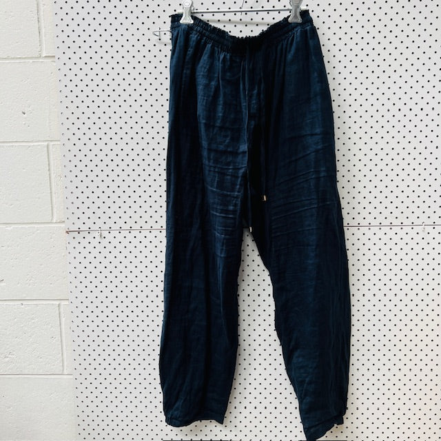 EB + IVE / navy linen balloon leg pants / L (3895915203578594725)