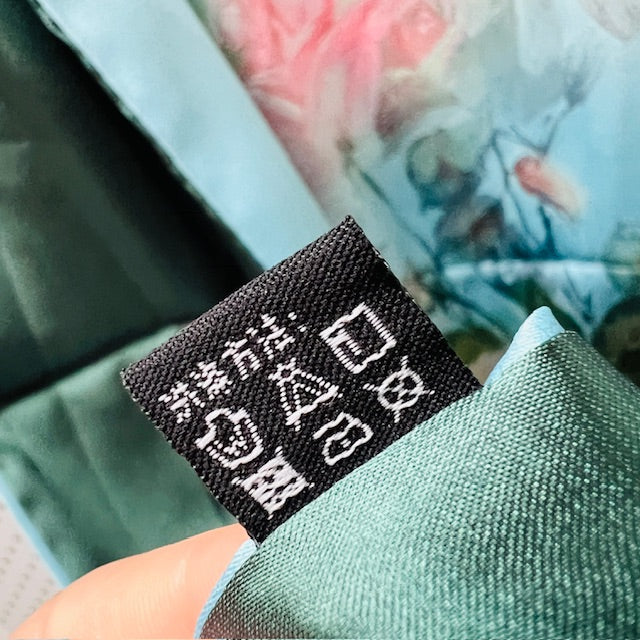 100% silk / large scarf / green + blue (3895915268948167158)