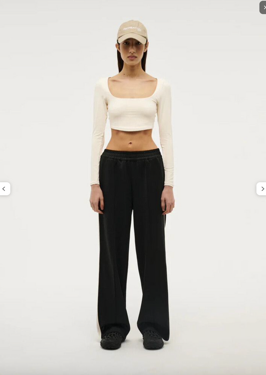 PE NATION / track pants with contrast satin strip and knee high zips / L (3895919794149133544)