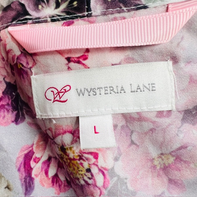 WYSTERIA LANE / floral satin robe / L (3896001256592442219)