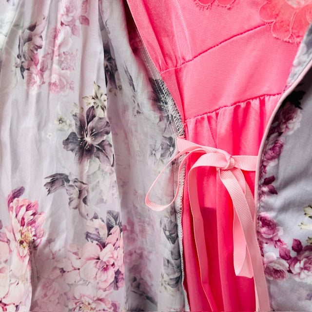 WYSTERIA LANE / floral satin robe / L (3896001259146957125)