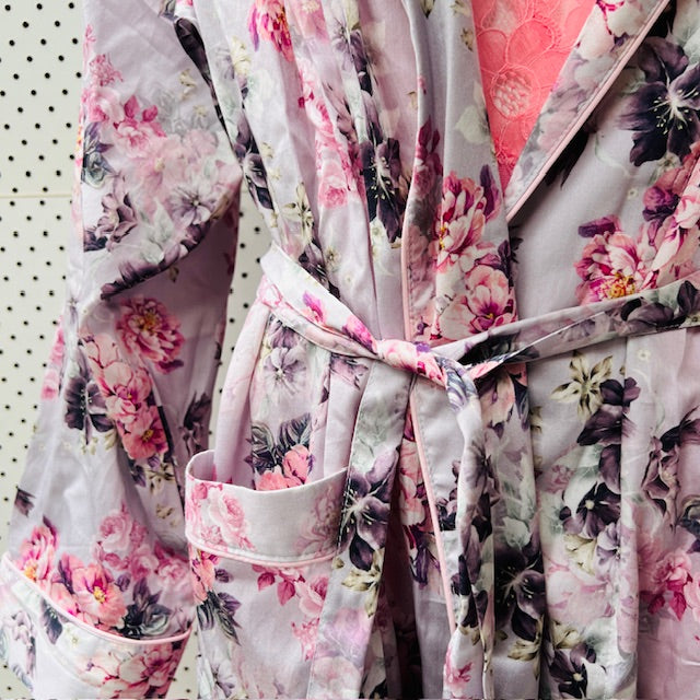 WYSTERIA LANE / floral satin robe / L (3896001260855708921)