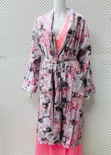 WYSTERIA LANE / floral satin robe / L (3896003788910070454)