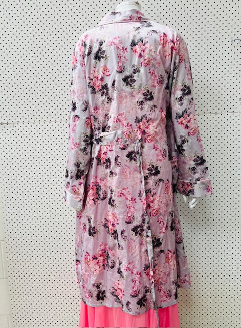 WYSTERIA LANE / floral satin robe / L (3896003801758330949)