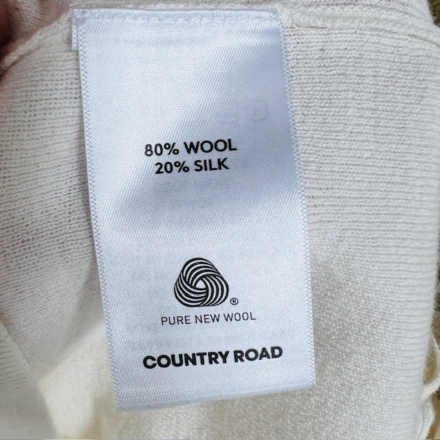 COUNTRY ROAD / cream merino silk polo jumper / s (3896075901109738416)