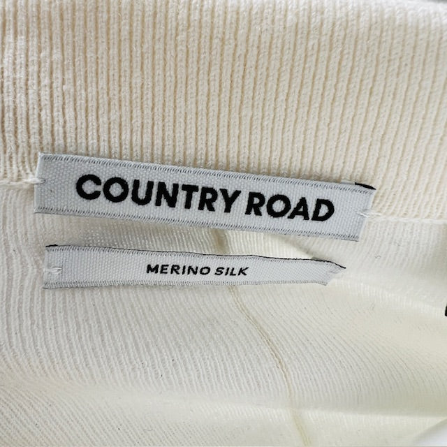 COUNTRY ROAD / cream merino silk polo jumper / s (3896075905189691741)