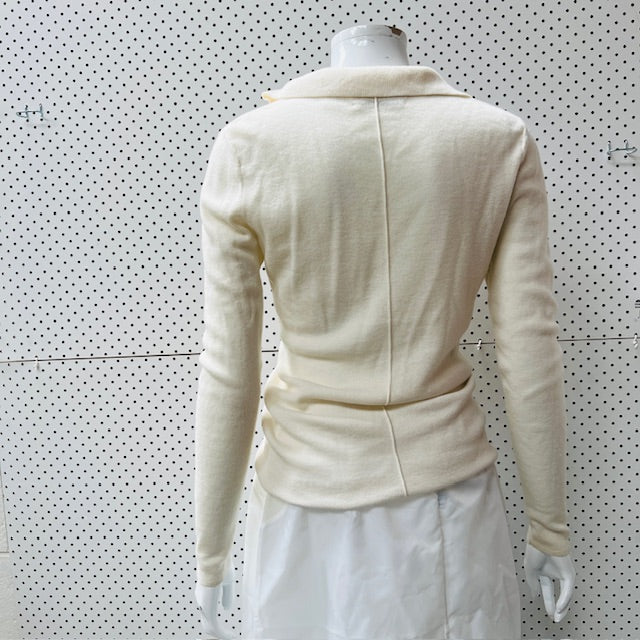 COUNTRY ROAD / cream merino silk polo jumper / s (3896075906987051294)