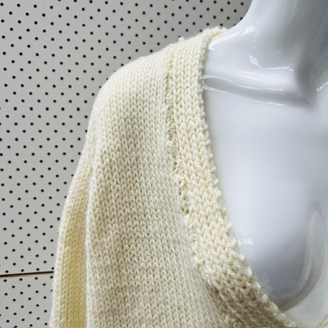 hand knitted / cream merino wool cardigan / L/XL (3896075918477444845)