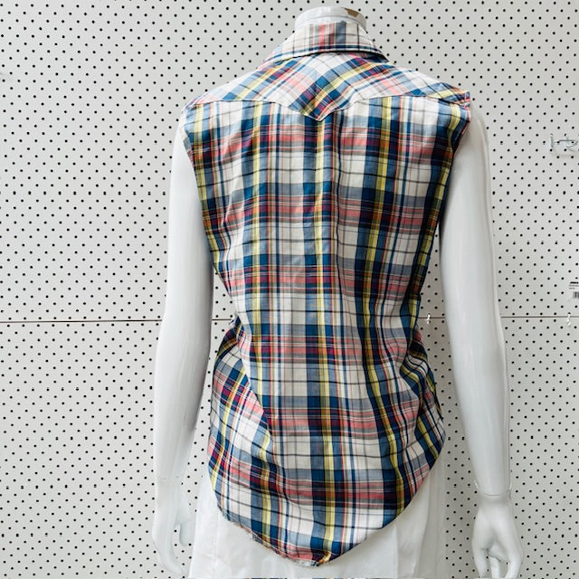 1980s vintage / sleeveless domed western shirt / s (3896075921807974727)