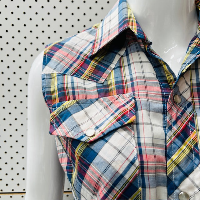 1980s vintage / sleeveless domed western shirt / s (3896075923469617156)