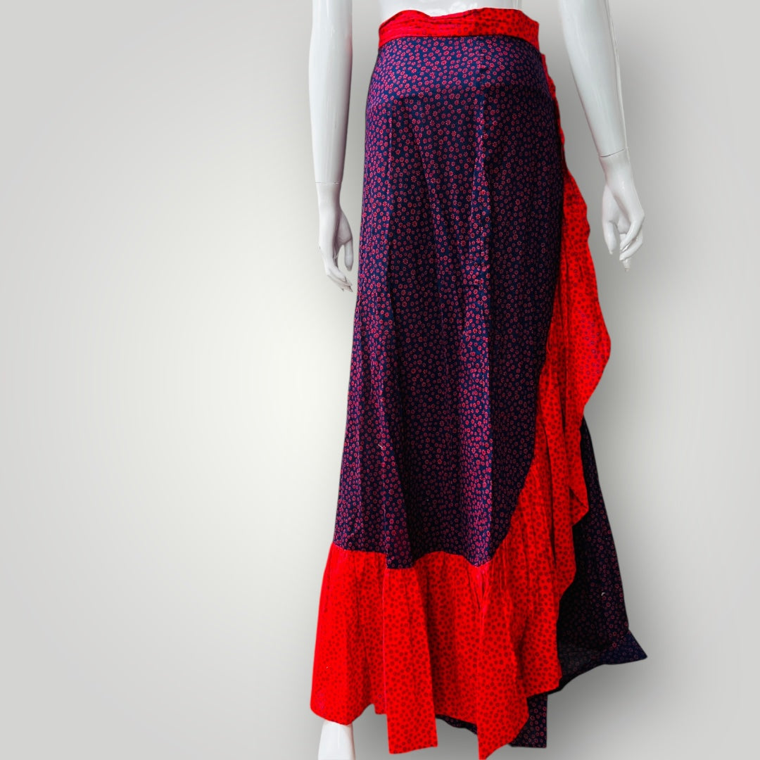 1970s nz vintage / HULLABALOO / frilled cotton skirt / s (3896076103758265708)