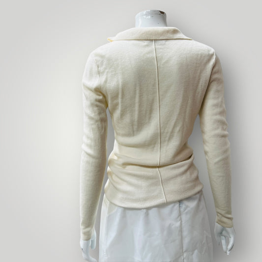 COUNTRY ROAD / cream merino silk polo jumper / s (3896076129916035158)