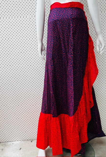 1970s nz vintage / HULLABALOO / frilled cotton skirt / s (3896086924164228348)