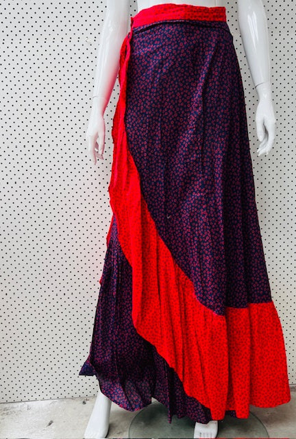 1970s nz vintage / HULLABALOO / frilled cotton skirt / s (3896086942471598113)