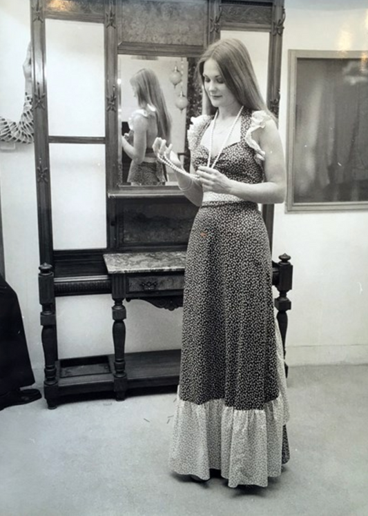 1970s nz vintage / HULLABALOO / frilled cotton skirt / s (3896087100392975416)