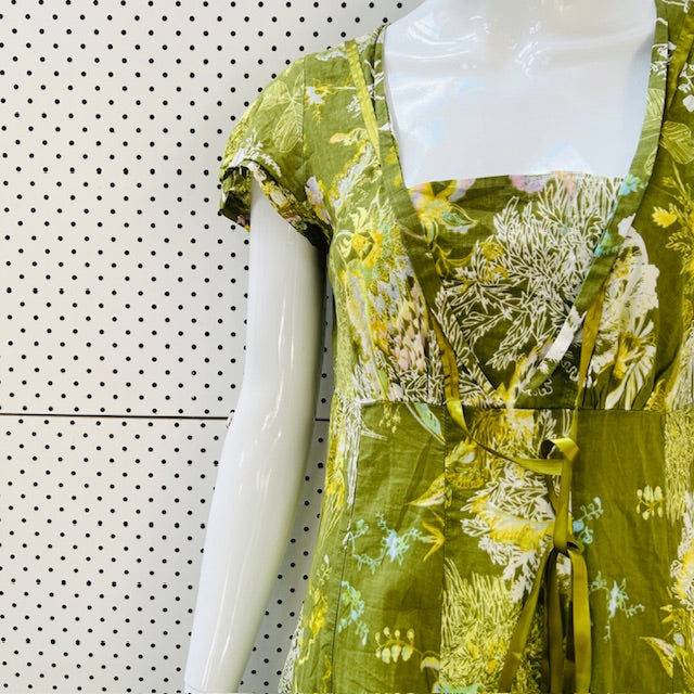1990s nz vintage / TRELISE COOPER / green floral dress / s (3896160737098248261)