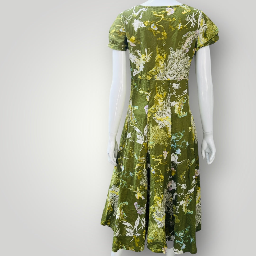1990s nz vintage / TRELISE COOPER / green floral dress / s (3896160948435734750)