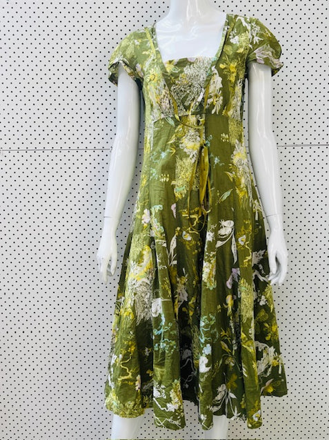 1990s nz vintage / TRELISE COOPER / green floral dress / s (3896247099468365708)