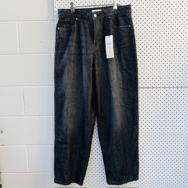 FIRETRAP / black denim barrel jeans / 14 (3896507670608757053)