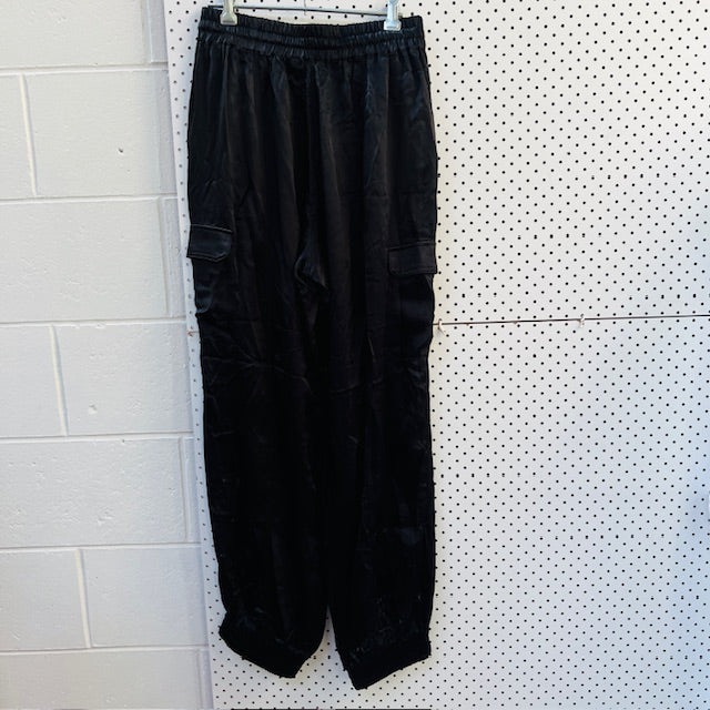 MAX / black satin cargo joggers / 12 (3896507689852984918)
