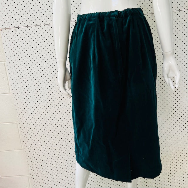 1990s nz vintage / green velvet pencil skirt / s (3896605865628774797)