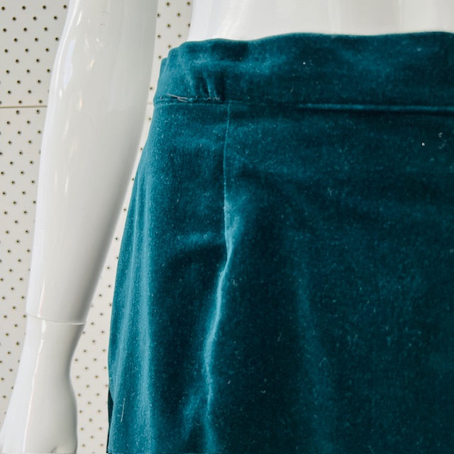 1990s nz vintage / green velvet pencil skirt / s (3896605867521510295)